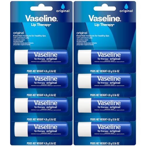 Vaseline Lip Therapy Original 8-Pack ? Lip Moisturizer for Dry, Cracked Lips, 0.16 Oz Ea