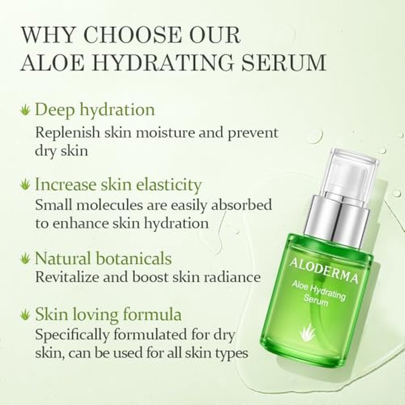 Aloderma Signature Aloe Hydrating Set - 5 Pieces - Aloe Vera Gel, Cleanser, Toner, Serum, Cream