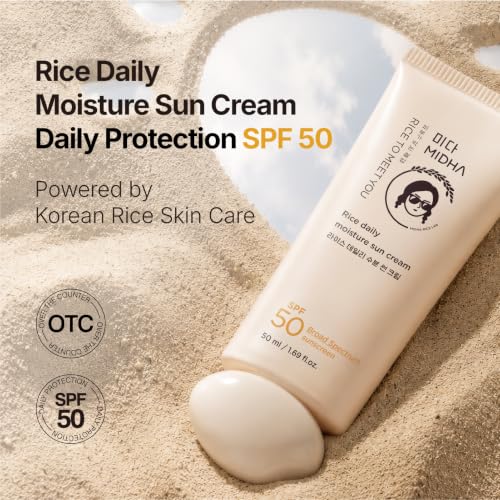 MIDHA Rice Bran Water SPF50+ Broad Spectrum Sunscreen - Hydrating Lightweight Sun Protection
