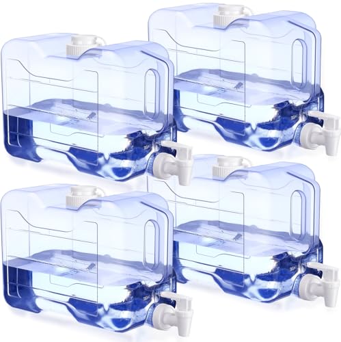Blue 2 Gallon Refrigerator Water Dispenser 4 Pack - Spill-Proof Drink Bottles