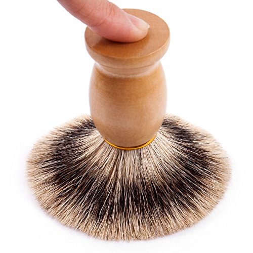 QSHAVE 100% Best Original Pure Badger Hair Shaving Brush Handmade. Real Wood Base. Perfect for Wet Shave, Safety Razor, Double Edge Razor