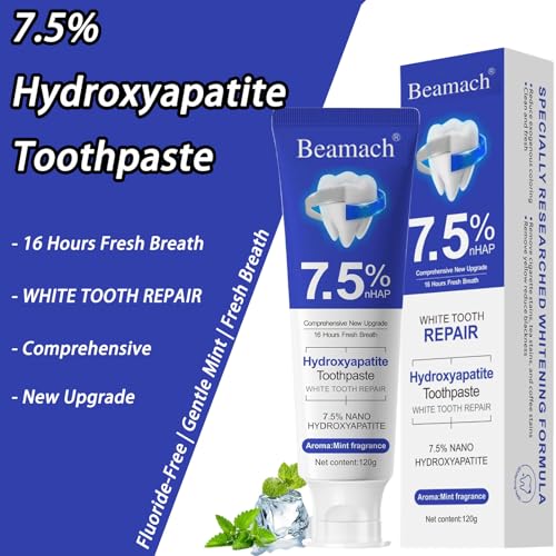 Hydroxyapatite Toothpaste for Enamel Repair & Whitening - Mint Flavor, 3 Pack - Fluoride-Free, Probiotic Formula