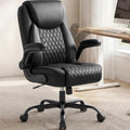 Ergonomic Mid-Back Office Chair with Flip-Up Arms - Black, Lumbar Support, Rocking Function