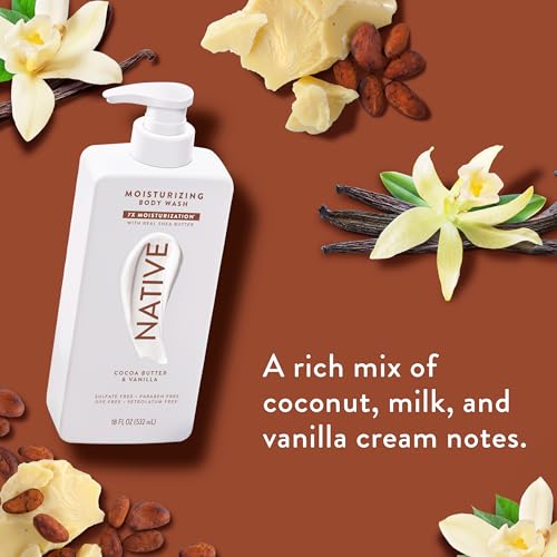 Native Deodorant & Moisturizing Body Wash - Coconut & Vanilla - Naturally Derived Ingredients, 72 Hour Odor Control | Free of Aluminum, Sulfate, Paraben, Dye | Personal & Skin Care | 2 Pk