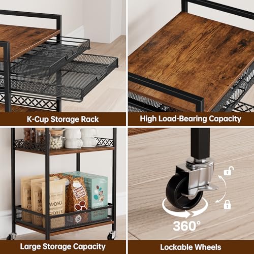 5-Tier Coffee Station Cart with Mug & Pod Storage - Kitchen Organizer