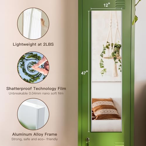 Brisafe Magnetic No-Drill NanoMirror 12 x 47 in Silver - 1pc, Portable & Shatterproof