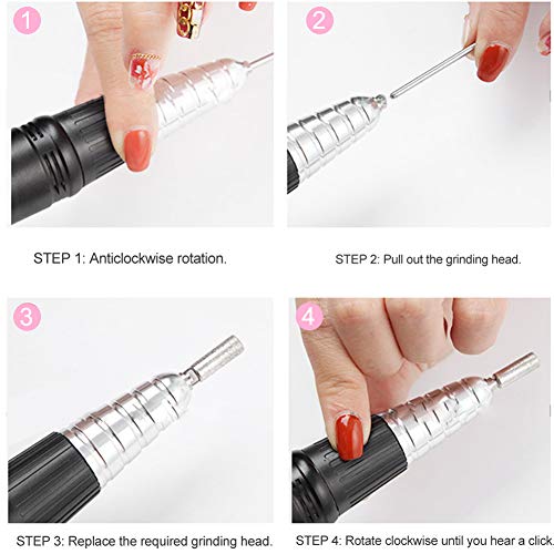 ZJchao Electric Nail File, 30000 RPM Nail Drill Machine Rechargeable LCD Display Electric Nail Drill Quiet Cordless Nail File Grinder Manicure Pedicure Tool for Manicure Salon Home (US Plug)