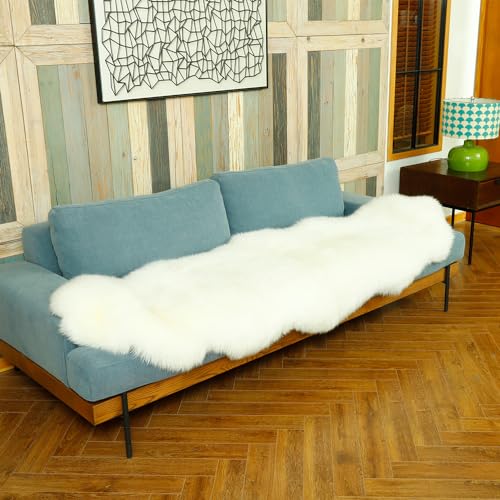 Sheepskin Rug 2x6 ft Luxury Wool Home Decor Cream White