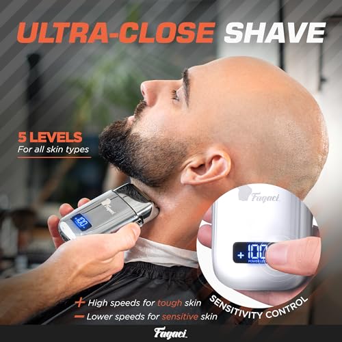 Fagaci Cordless Foil Shaver for Men - Silver, 5 Speed Ultra Close Razor