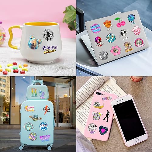 96PCS Disco Ball Temporary Tattoos Themed Birthday Party Decorations Supplies Favors Decor Cute 70s 1970s Dance Dancing Tattoo Stickers Gifts For Kids Girls Boys Prizes Carnival