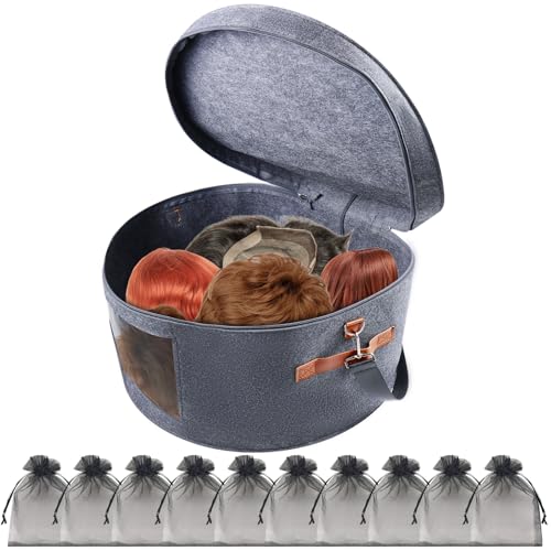 Foldable Wig Storage Box - Medium Grey Travel Case for Multiple Wigs
