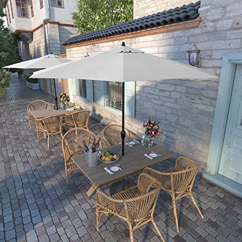 California Umbrella 9' Round Aluminum Patio Umbrella with White Olefin Fabric, Auto Tilt & Crank Lift - White