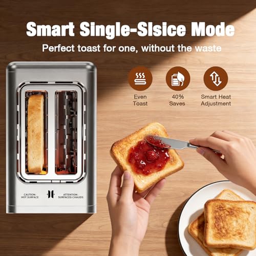 Stainless Steel 2-Slice Toaster with Touchscreen & Wide Slots - Foyoconven