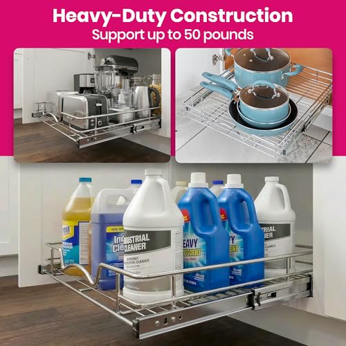HOLDN’ STORAGE 26"W x 21"D Pull Out Cabinet Organizer for Kitchen Cabinets