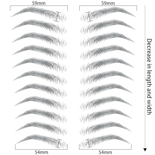 Aresvns Black Eyebrows Tattoo Sticker 66 Pairs, 4D Lifelike Imitation Tattoo Eyebrows for Women, Waterproof and Long-Lasting 3-4 days