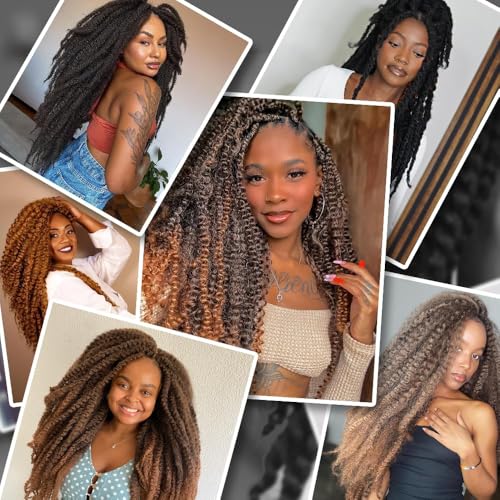 BYKSVIOC 8 Packs Marley Twist Braiding Hair 24 Inches Brown Afro Kinky Curl Variation 1B/30