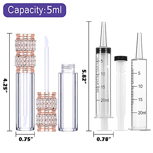 Pearl Diamond Lip Gloss Tubes Set - 24pcs 5ml Empty Lipstick Containers with Wand & Labels - DIY Makeup