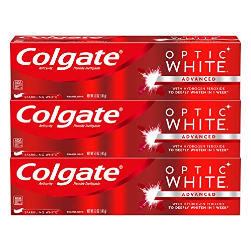 Colgate Optic White Whitening Toothpaste Icy Mint, 5 oz 3-Pack