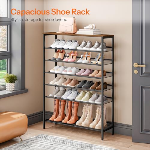 8-Tier Shoe Rack for Entryway - Large Capacity Shoe Organizer, Rustic Brown & Black, 39.4W Variation of THIS listing