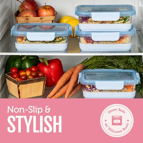 Ello Duraglass 10-Piece Meal Prep Containers Set - 3.4 Cup Glass Food Storage with Airtight Lids