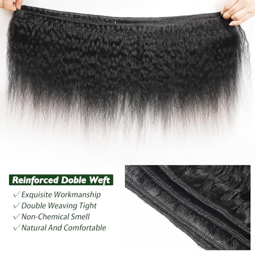 Yuyongtai 14 Inch Kinky Straight Human Hair Bundles Natural Color - Brazilian Virgin Remy Hair
