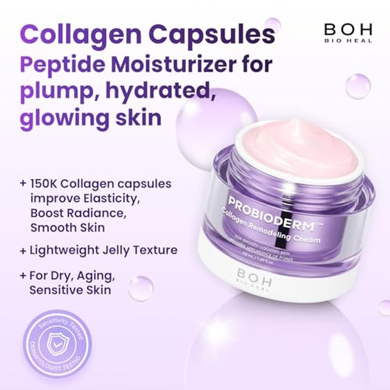 BIOHEAL BOH Probioderm¢â Collagen Remodeling Cream 1.69 fl oz (50 ml) | Pore Tightening Cream with 150,000 Collagen Capsules for Firmness & Smooth Texture | Lightweight Moisturizer for Flawless Skin