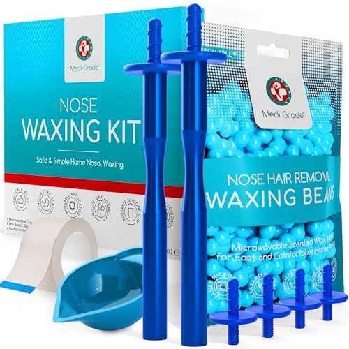 Medi Grade Eco-friendly Nose Wax Kit for Men and Women, 26 Applications, Reusable Metal Nose Wax Stick, Microwavable Cup - Nose Hair Wax Removal for Unsightly, Itchy Nasal Hair