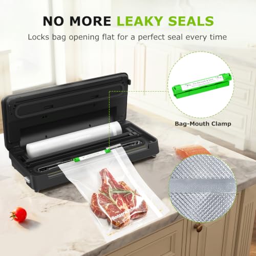 Vacuum Sealer Machine with 1 Roll & 5 Bags - Black, Multiple Modes, Food Preservation