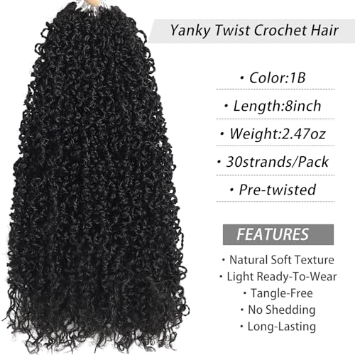 Pre-Twisted Yanky Twist Crochet Hair 14 Inch Short Fluffy Curly Braiding Hair - 1B Variation of THIS listing