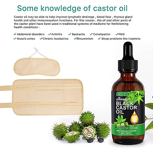 5 in 1 Castor Oil Pack for Liver, Caster Oil Pack Wrap for Waist and Thyroid Neck, Castor Oil Organic, Breast Pads Kit, Reusable Caster Oil Wrap Adjustable Elastic Cotton Flannel & Soft Ties (Nude)