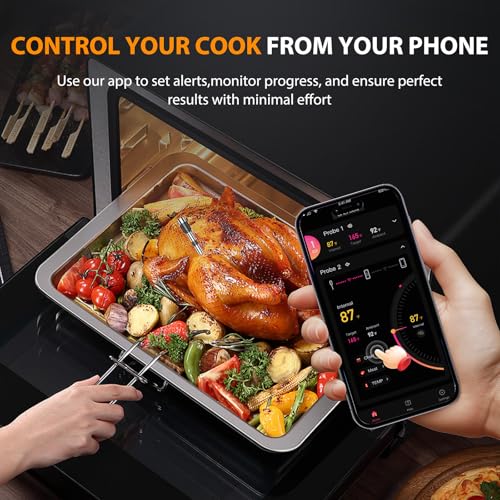TEMMIO Wireless Meat Thermometer with 4 Probes Bluetooth Digital Cooking Thermometer