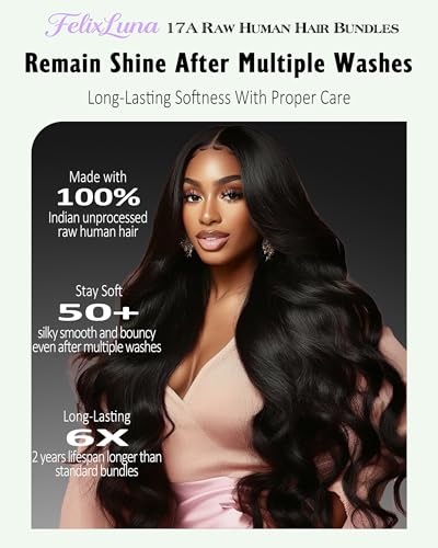 24 Inch Body Wave Human Hair Bundles - 17A Premium Indian Remy Natural Hair