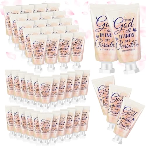 50 Pack Christian Hand Lotion Bulk Gifts for Women Mother's Day Gifts Bible Mini Travel Hand Lotion for Women Church Appreciation(Cute)