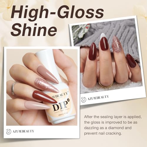 AzureBeauty A2-Clear Dip Powder Liquid Set - 5 Pack, 15ml Each, Long-Lasting Nail System