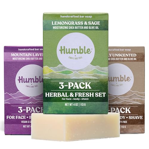 Humble Moisturizing Face & Body Bar Soap 4 Oz - Herbal & Fresh 3 Pack