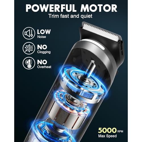Electric Body Hair Trimmer for Men - Pubic Shaver with Ceramic Blades (No Nicks) - Mens Wireless Ball Shaver, Waterproof Wet/Dry Electric Razor, USB Recharge Dock