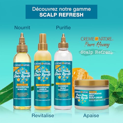 Creme of Nature Pure Honey Scalp Refresh Leave-In Conditioner, With Aloe Vera, Peppermint & Honey, Detangles & Moisturizes Hair & Scalp, Ideal for Braids, 8 oz