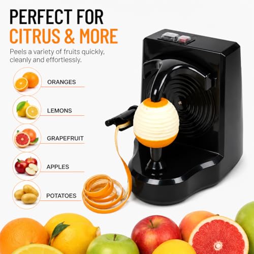 Robito Black Electric Citrus & Fruit Peeler - Automatic Countertop Kitchen Machine