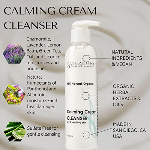 RD Alchemy - 100% Natural & Organic Calming Cream Cleanser. Sulfate Free Face Wash for Dry, Sensitive Skin - Soothing while Cleansing & Moisturizing.