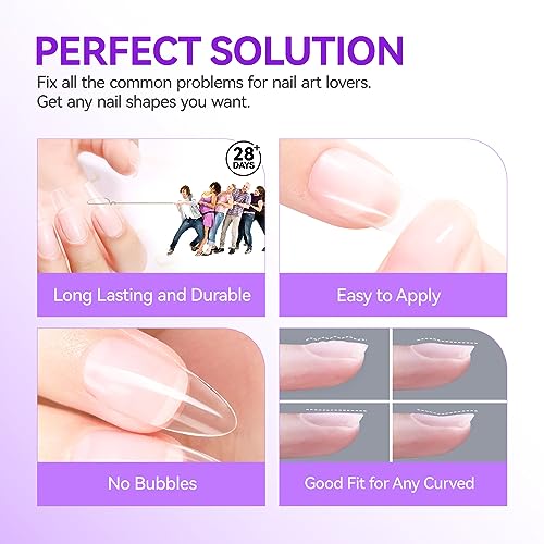 Gelike EC UV Nail Glue Gel: 32ML 6 in 1 Strong Glue Nail for Extension Home DIY Clear UV Cure Adhesive for Acrylic Nails & Press On Nails Tips 12 Toxic-Free (Pack of 2)