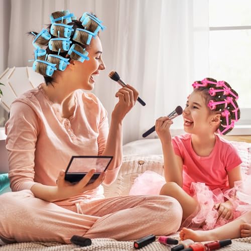 Plastic Hair Curlers Set with Pins Clips & Hair Nets - Multiple Sizes