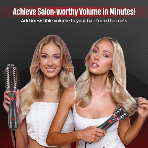4-in-1 Ionic Ceramic Hair Dryer Brush - Volumizer, Straightener & Curler