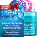MAREE Collagen & Hyaluronic Acid Face Mask & Moisturizer Set - Anti-Aging Skin Care, 6 Pack & 1.7oz