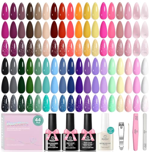 Beetles Gel Nail Polish Set - 36 Colors Vivid Seasons Fall with Top Coats & Tools - Variation: A-Mixed Finishes