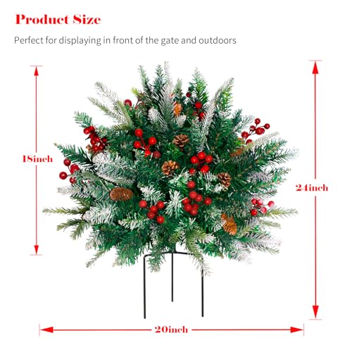 Lighted Christmas Urn Filler 2 Pack - Warm White LED 24 Inch Outdoor Decor