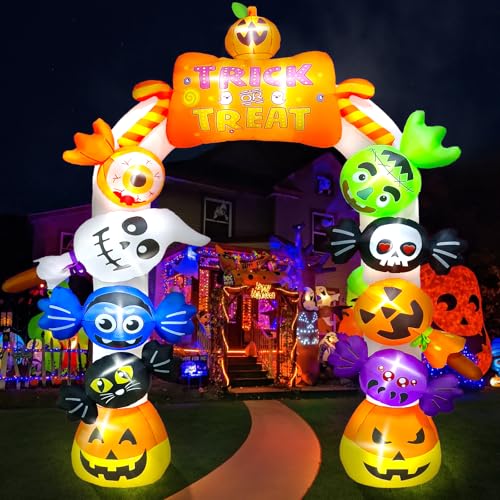 Halloween Inflatable Archway Candy Ghost 10FT Tall Yard Decor with LED Lights