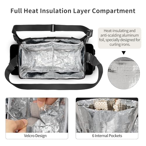 Hairdresser Bag, Professional Makeup Bag for Hairstylist, Large Capacity Hairdressing Bag with Shoulder Strap and Waist Belt, Travel Hairdressing Tools Storage Organizer with Heat Insulation Material