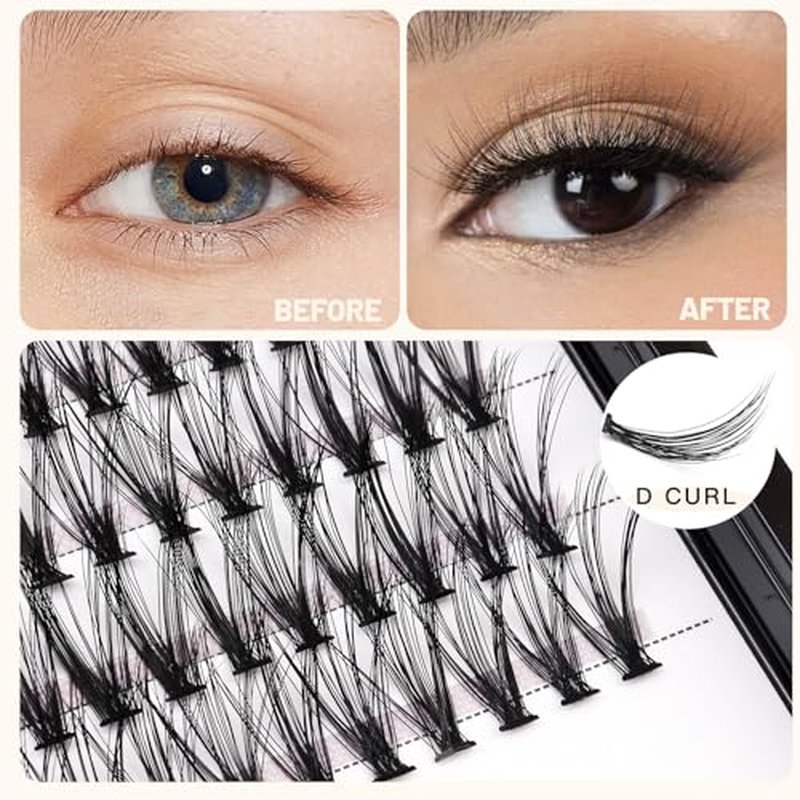 BODERMINCER 20D 8-20mm To Choose 8-10-12-14mm MIX/14-16-18-20mm Mixed Individual Cluster Eyelashes False Eyelash Extensions Individual Eyelash Bunche DIY at Home (20D-16mm)