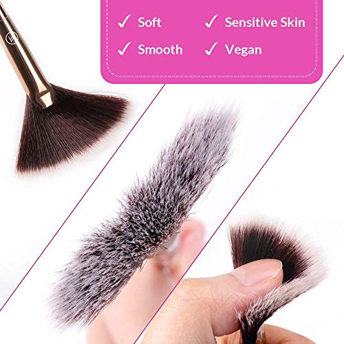Makeup Brushes Set for Fan Brush Kabuki Foundation, Eyeshadow, Blush, Blending, Lip, Full Face Cosmetic Kit w/Brush Holder,11Pcs