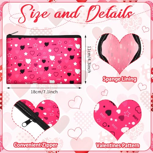 Valentine Makeup Bags Set of 24 - Stylish Cosmetic & Toiletry Zipper Pouches for Women